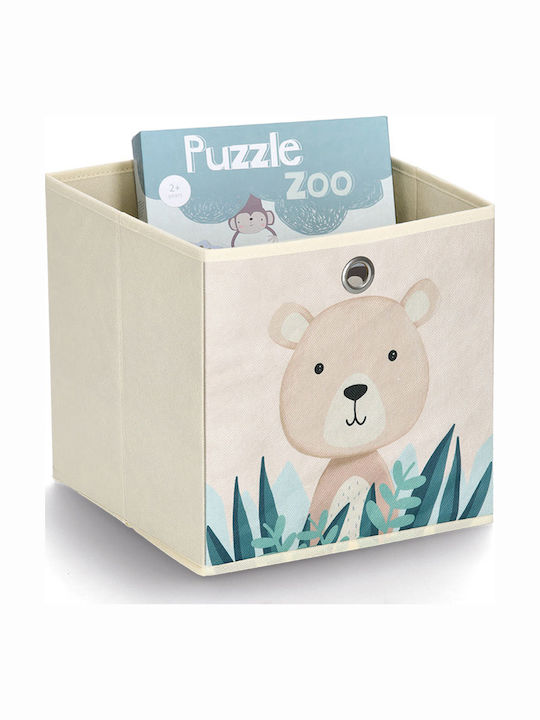 Zeller Kinder Aufbewahrungsbox aus Stoff Beige 28x28x28cm 1Stück