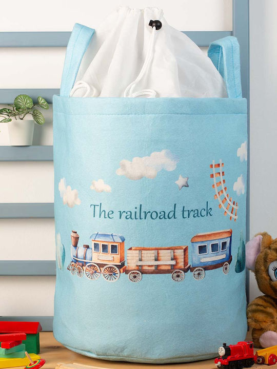 Dimcol Παιδικό Καλάθι Αποθήκευσης από Ύφασμα Railroad 93 Γαλάζιο 45x30x50cm