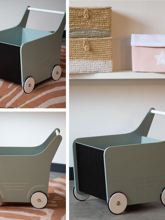 Childhome Παιδικό Κουτί Αποθήκευσης από Ξύλο Wooden Stroller Πράσινο 49x34x43cm