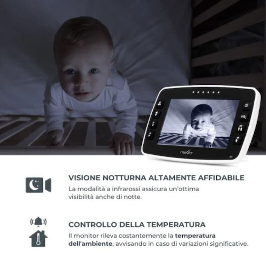 Nuvita 3045 Безжична бебешка монитор система с камера и екран 4.3" , двупосочна комуникация и мелодии