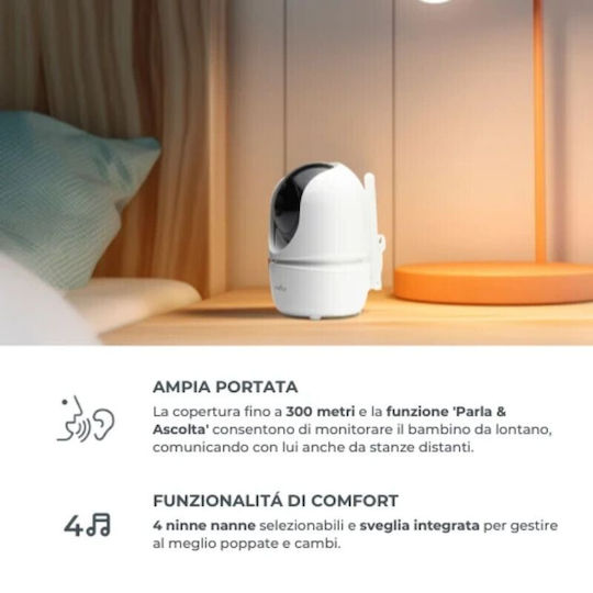 Nuvita 3045 Безжична бебешка монитор система с камера и екран 4.3" , двупосочна комуникация и мелодии