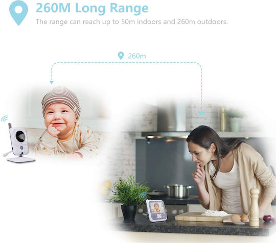 Vb607 Wireless Baby Monitor with Camera & Screen 3.2" , Two-way Communication & Lullabies
