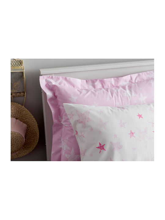 Charalambidis Textiles Γαλαξίας Παιδική Μαξιλαροθήκη 52x72εκ. Λευκή/Ροζ