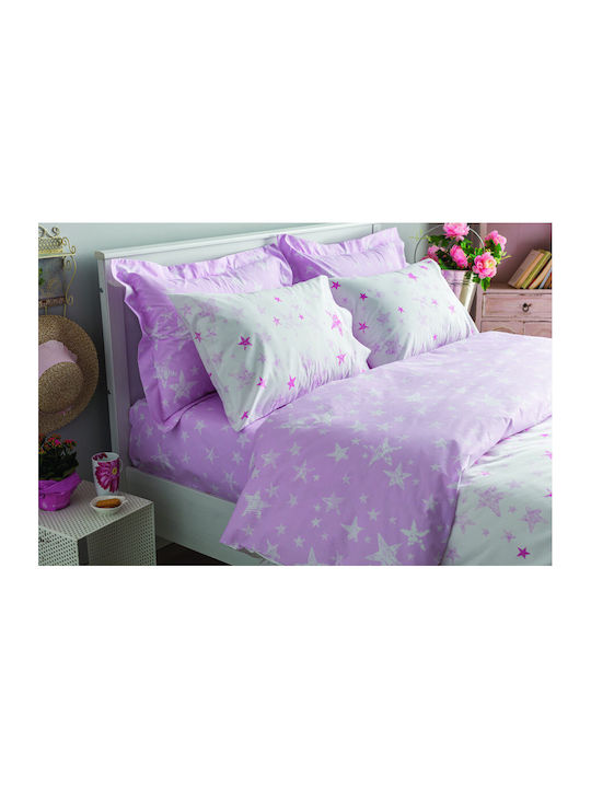 Charalambidis Textiles Γαλαξίας Παιδική Μαξιλαροθήκη 52x72εκ. Λευκή/Ροζ