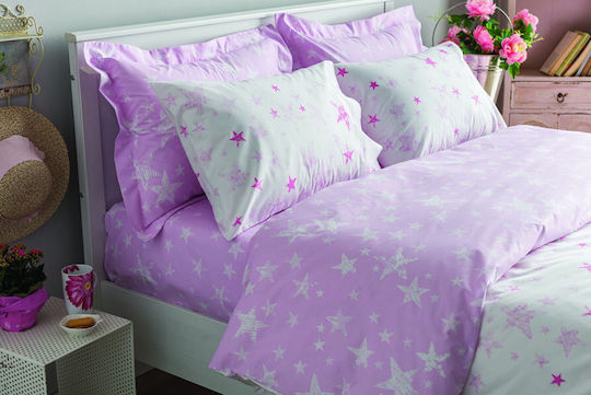 Charalambidis Textiles Γαλαξίας Παιδική Μαξιλαροθήκη 52x72εκ. Λευκή/Ροζ