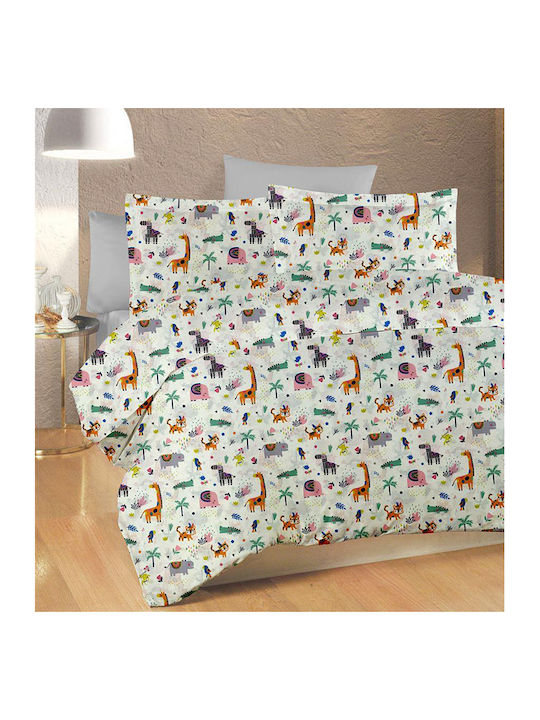 Dimcol Zoo Kids Cotton Pillowcase 50x70cm White-Multi