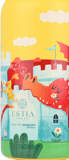 Estia Wonder Bottle Save the Aegean Kids Water Bottle Thermos Dragon Stainless Steel with Straw Non Spill Fortress Dragon 350ml