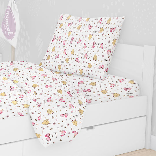 Dimcol Elephant Kids Cotton Pillowcase 50x70cm 172 Pink