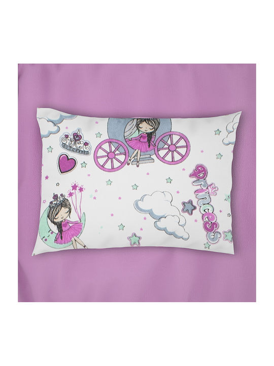 Dimcol Princess Παιδική Μαξιλαροθήκη 50x70εκ. White-lila