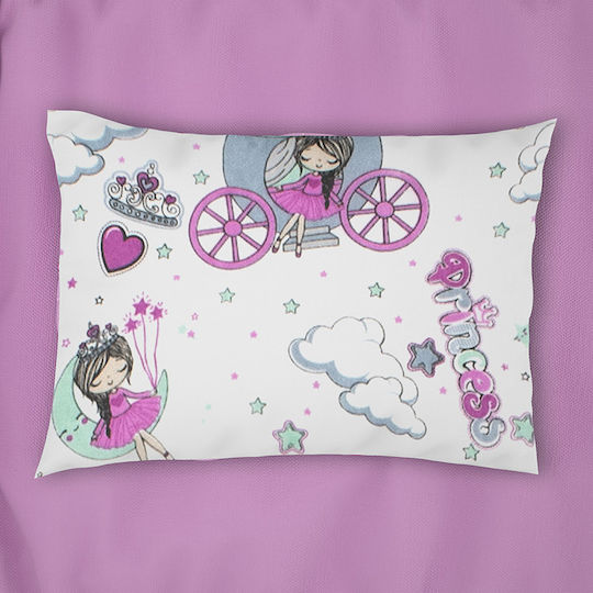 Dimcol Princess Παιδική Μαξιλαροθήκη 50x70εκ. White-lila