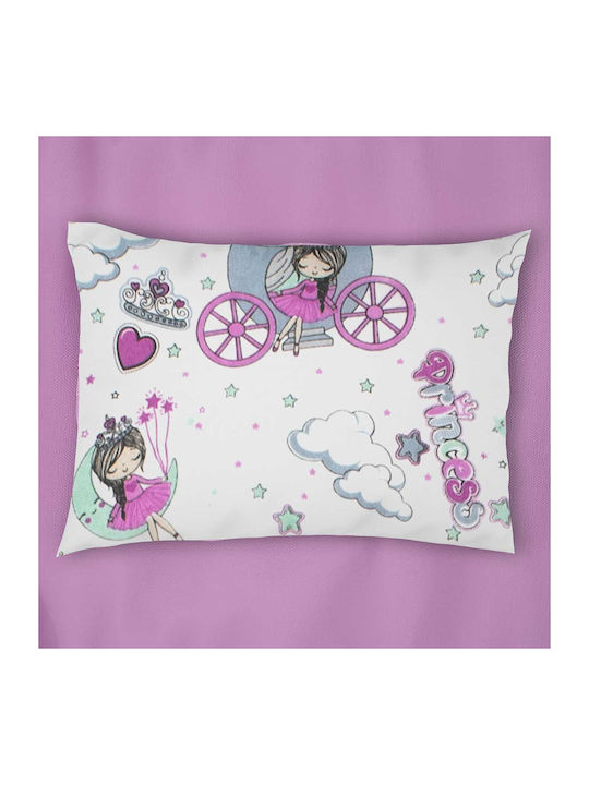 Dimcol Princess Παιδική Μαξιλαροθήκη 50x70εκ. White-lila