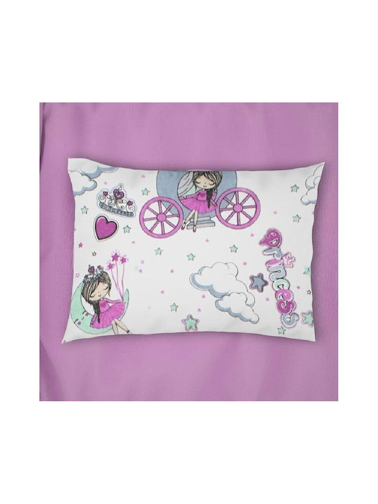 Dimcol Princess Παιδική Μαξιλαροθήκη 50x70εκ. White-lila
