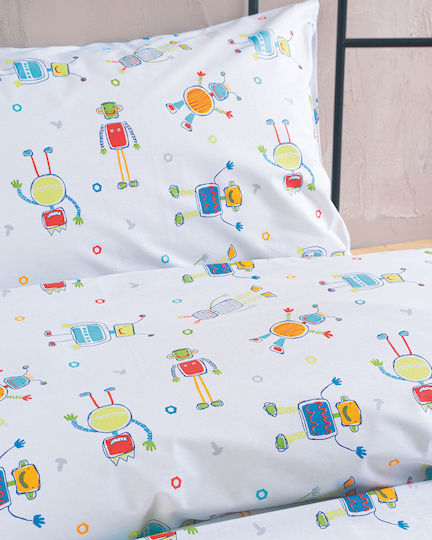 Rythmos Robot Chat Kids Cotton Pillowcase Set 50x70cm White