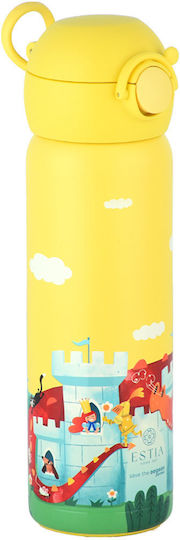 Estia Wonder Bottle Save the Aegean Kids Water Bottle Thermos Dragon Stainless Steel with Straw Non Spill Fortress Dragon 500ml