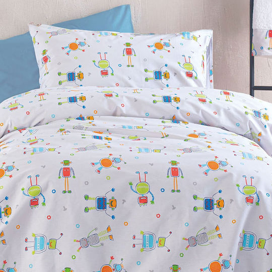 Rythmos Robot Chat Kids Cotton Pillowcase Set 50x70cm White