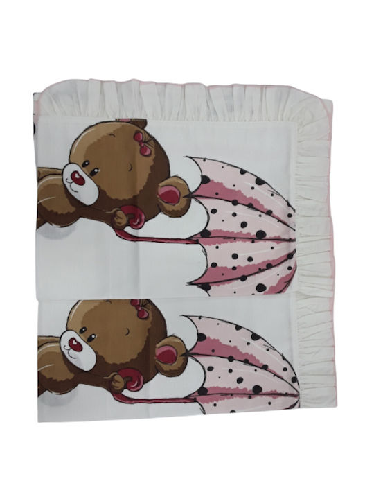Beboulino Teddy Flowers Σετ Παιδικές Μαξιλαροθήκες από 100% Βαμβάκι 28x43εκ. Λευκές