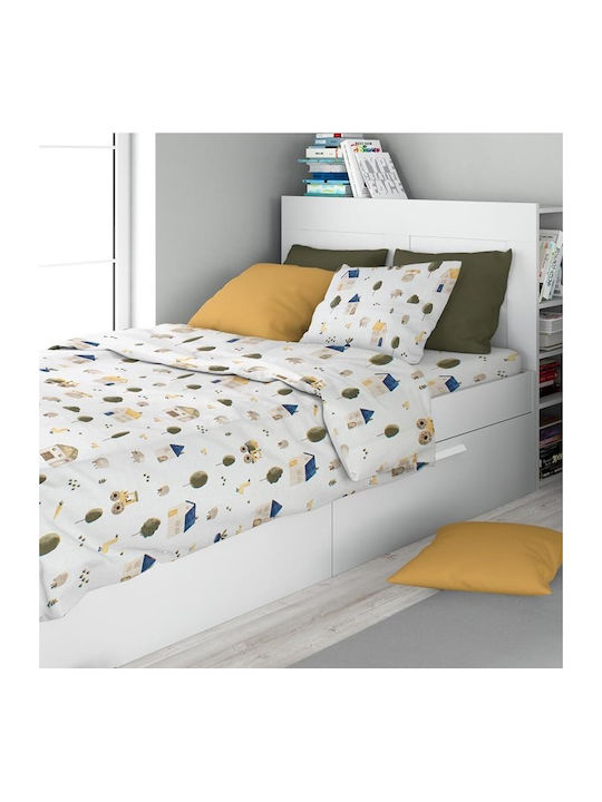 Dimcol Kids Cotton Pillowcase 50x70cm White-green