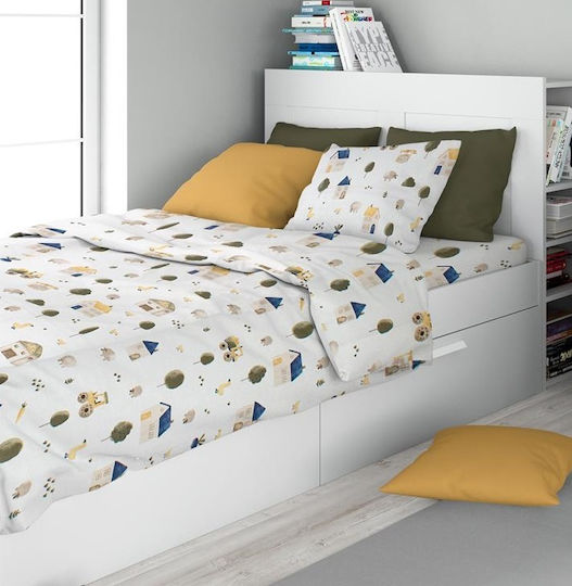 Dimcol Kids Cotton Pillowcase 50x70cm White-green
