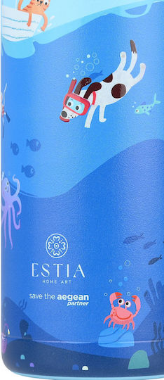 Estia Wonder Bottle Save the Aegean Kids Water Bottle Thermos Stainless Steel with Straw Non Spill Ocean Play 500ml