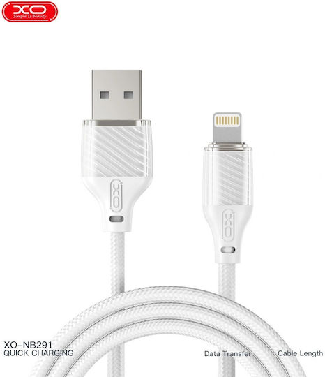XO Braided USB-A to Lightning Cable 27W Λευκό 1m 16.005.0379