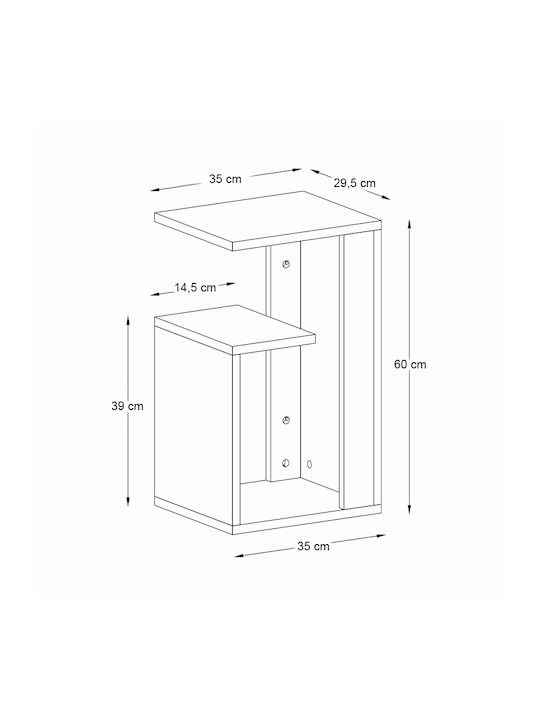 Rechteckig Beistelltisch Rosana Holz Sapphire Oak B35xT29.5xH60cm