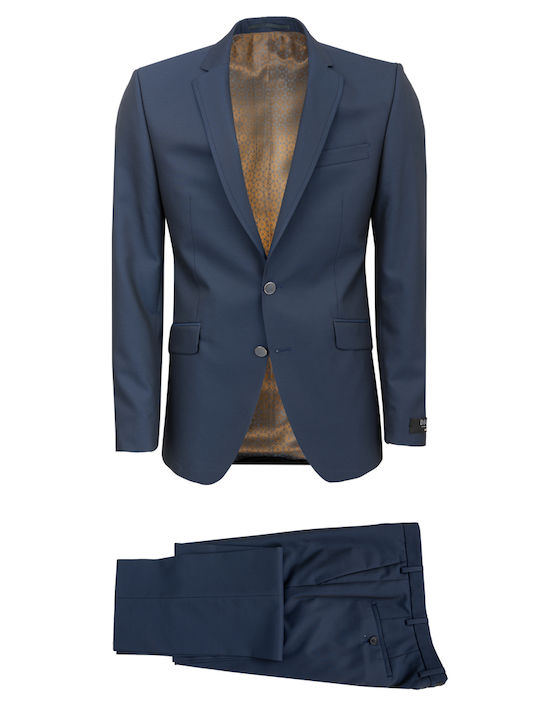 Ramiro T Winter Men's Groom's Suit with Slim Fit Navy Blue