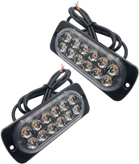 Set Warnleuchten Stroboskoplampen 12 LEDs Foxmag24 LED Beacon 12/24V Gelbe 112mm/41mm