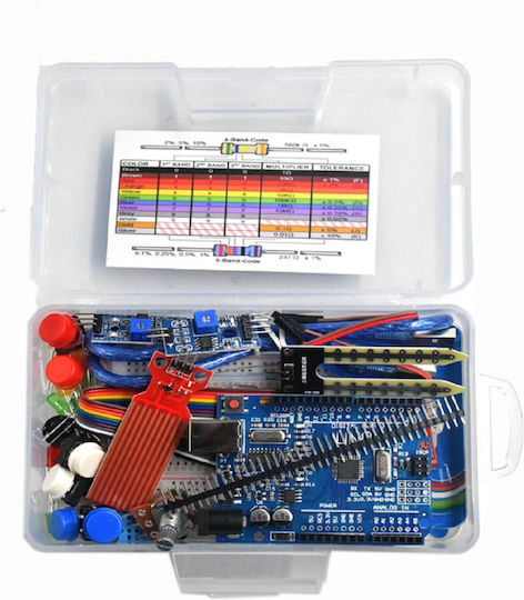 Basic Starter Kit Arduino Uno R3 Diy Kit R3 Board Breadboard + Retail Plastic Box