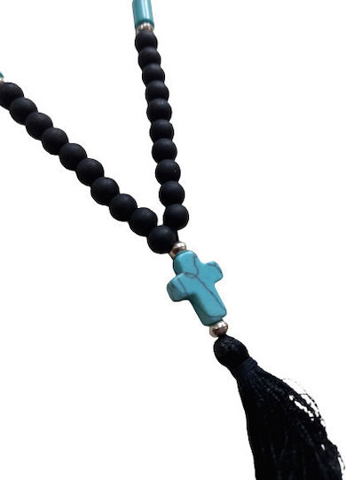 Prayer Beads Black Stones and Turquoise Stones 100 Pieces 38cm