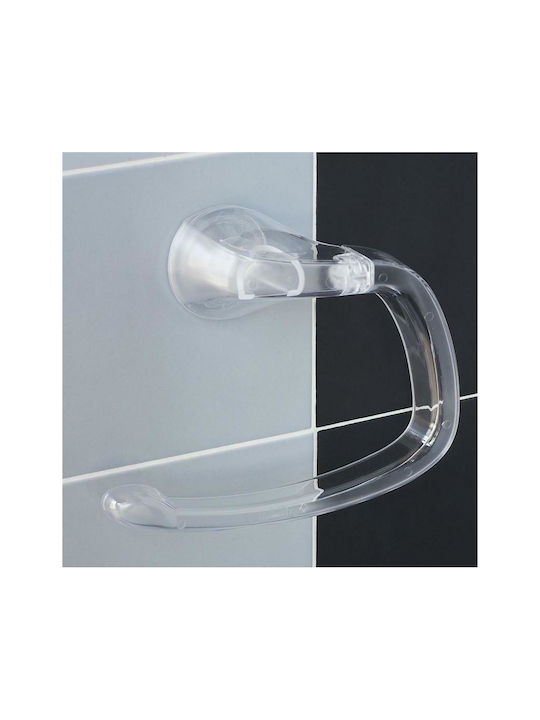 Bathroom Towel Rack 24.3x7.4x19.8cm Plastic Wall-Mounted Suction Cup Locking System Transparent Bama Italy