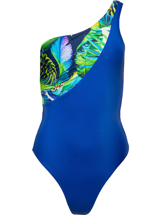 One Shoulder Swimsuit Blue