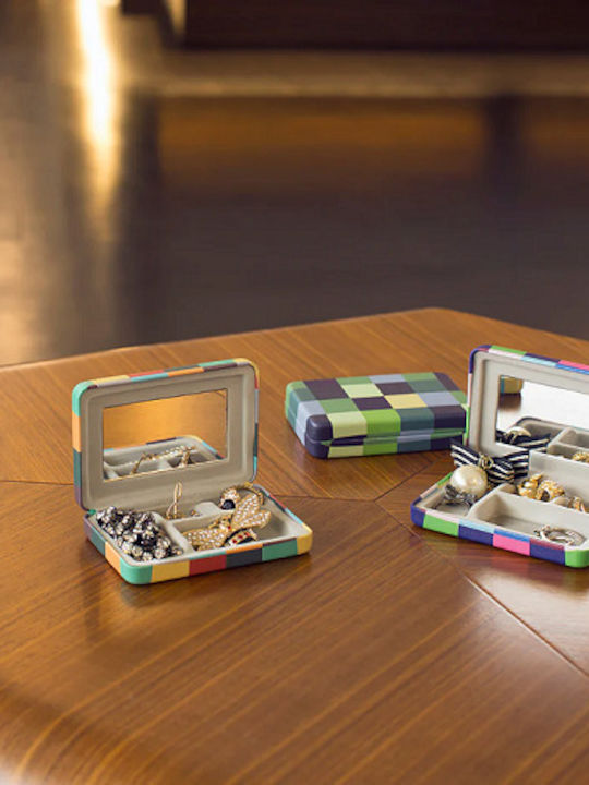 Portable Jewellery Case Checkered Mirror Kikkerland Or104-aβ