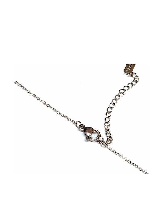 Amalfi Accessories Steel Necklace with Light Blue Zircon