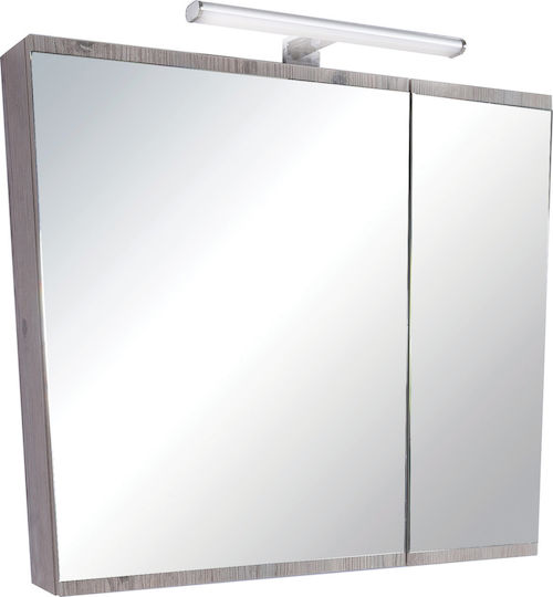 Bathroom Mirror Cabinet Lamp Led Probagno 951ama 60x14x70cm MDF Beige
