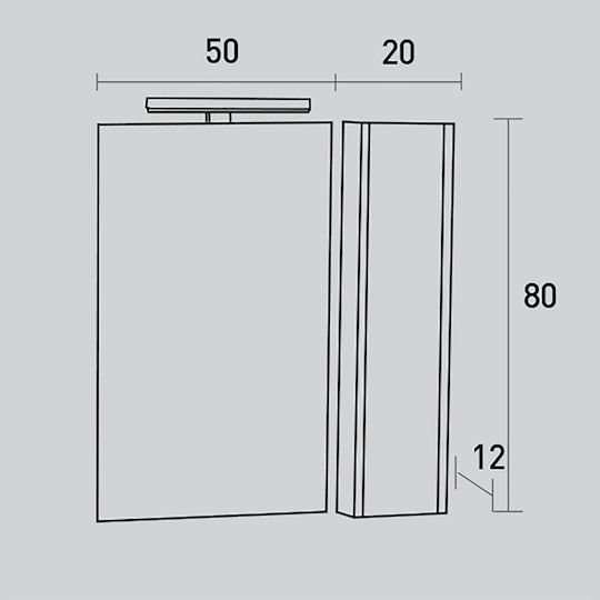 Καθρέπτης Ντουλάπι Απλίκα Led Probagno 921amb 70x12x80υ Mdf Γκρι