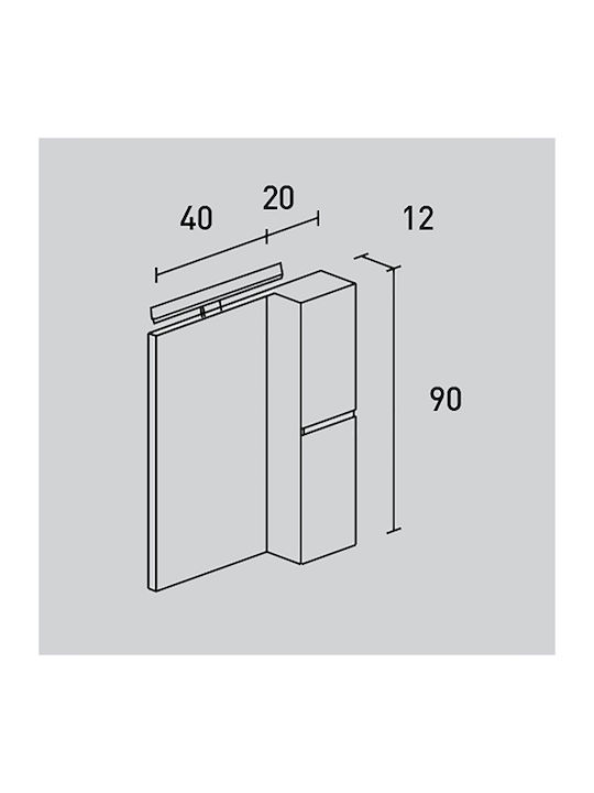 Καθρέπτης Ντουλάπι Απλίκα Led Probagno 911amb 60x12x90υ Mdf Λευκή