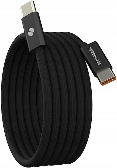 Spacecase Magnetic / Braided USB 2.0 Cable USB-C male - USB-C 100W PD Μαύρο 1m