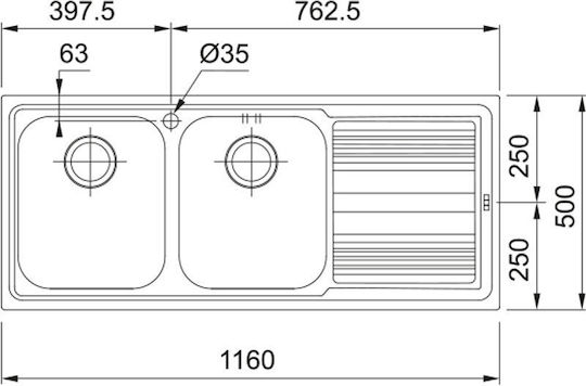 Franke Llx 621 Ένθετος Δεξιός Inox Μ116xΠ50cm Ασημί Franke Llx 621 Ένθετος Δεξιός Inox Μ116xΠ50cm Ασημί