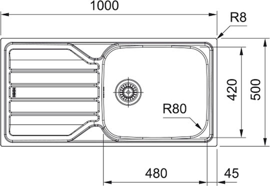 Franke Flash Ένθετος Inox Σατινέ Μ100xΠ50cm Ασημί