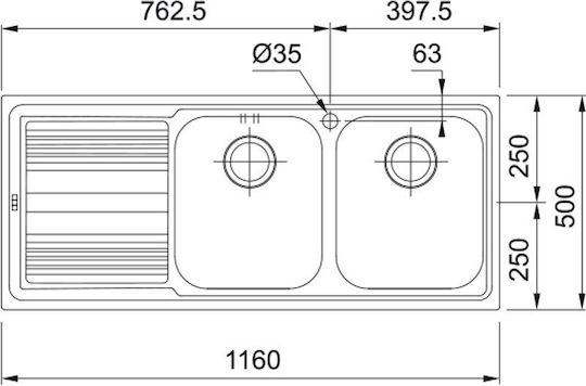 Franke Llx 621 Ένθετος Αριστερός Inox Μ116xΠ50cm Ασημί Franke Llx 621 Ένθετος Αριστερός Inox Μ116xΠ50cm Ασημί