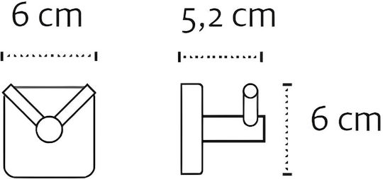 Kapitan Cârlig de Baie Simplu cu șuruburi ​5.5x5.5cm Inox Alb