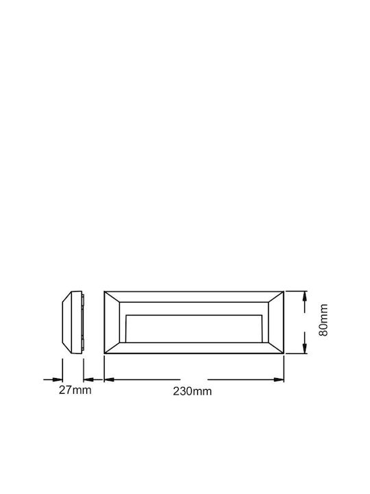 Aca Wall-Mounted Outdoor Ceiling Light LED IP65 4W with Warm White Light 23x80x8εκ.