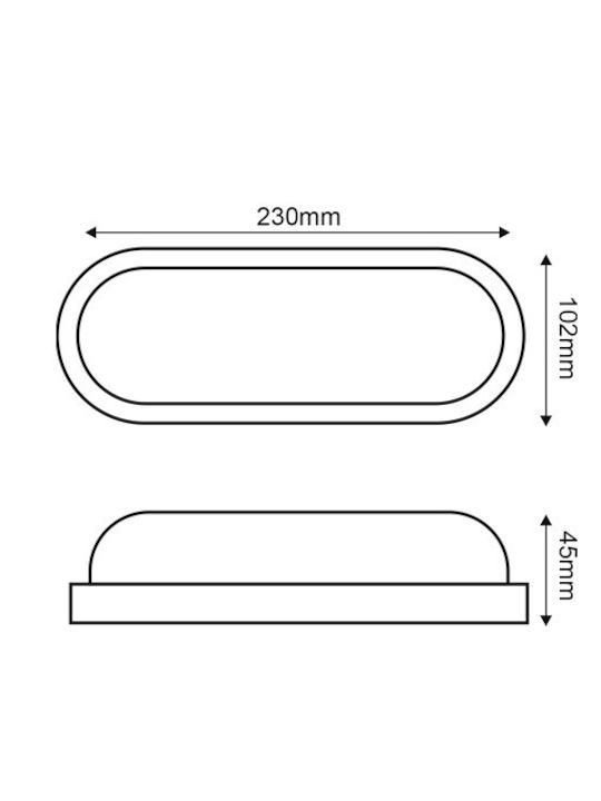 Aca Επιτοίχια Χελώνα Εξωτερική LED IP65 20W με Φυσικό Λευκό Φως 23x4.5x10.2εκ.