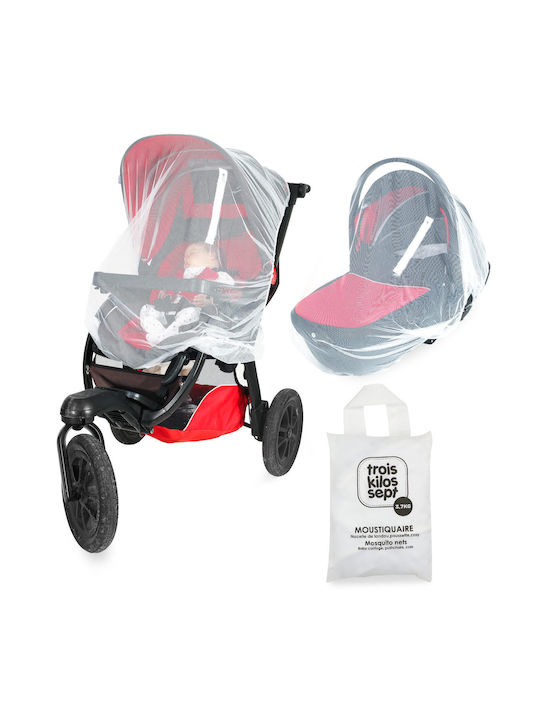 Trois Kilos Sept Mosquito Net for Stroller Tulle 55-8075061 with Elastic White 120x60cm