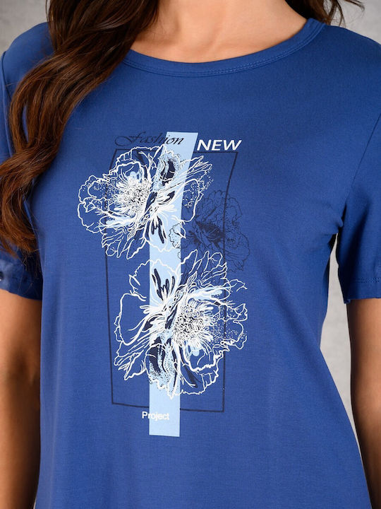 Women's Blouse Short Sleeve Indigo