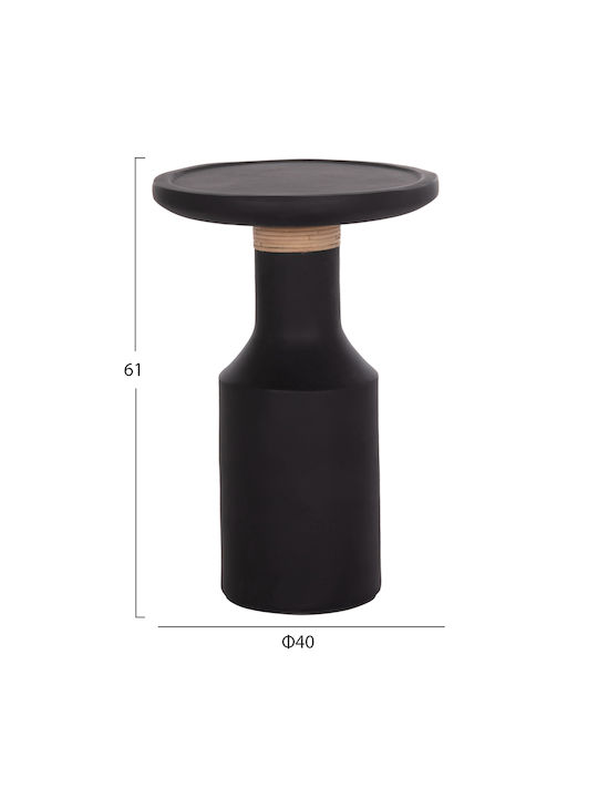 Round Side Table Fiber Black-Natural 40x40x61 cm
