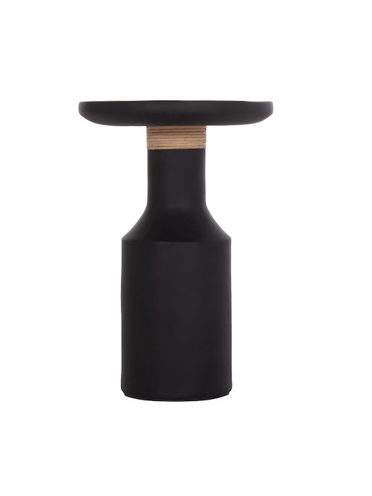 Round Side Table Fiber Black-Natural 40x40x61 cm
