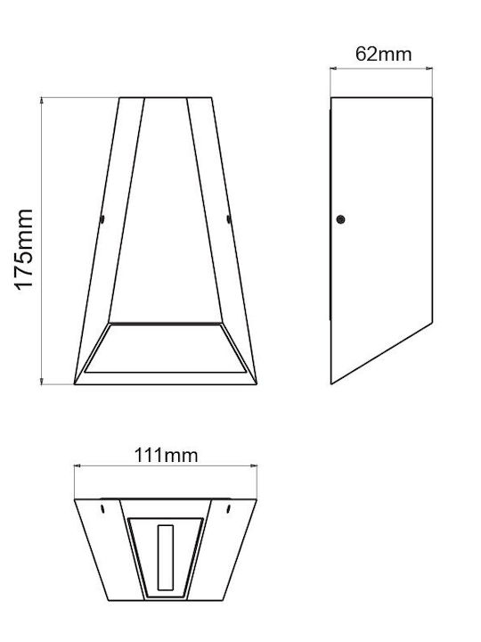 Aca Wall-Mounted Outdoor LED Spot IP54 6W With Warm White Double Beam Light 17.5x11.1x6.2cm Dark Grey