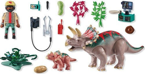 Playmobil 極地探検　恐竜セット Playmobil Dinos Triceratops & Explorator pentru 4-10 ani 71821