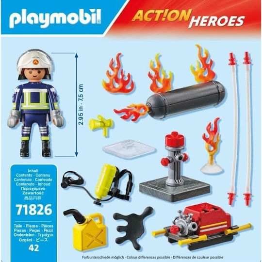 Playmobil Екшън герои Пожарникар с водна помпа за 4-10 години